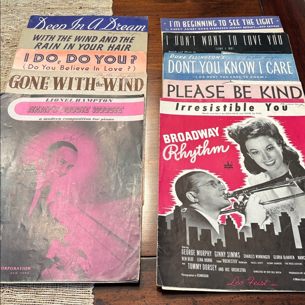 Duke Ellington, Lionel Hampton, and others 1940s sheet music for piano / voice.